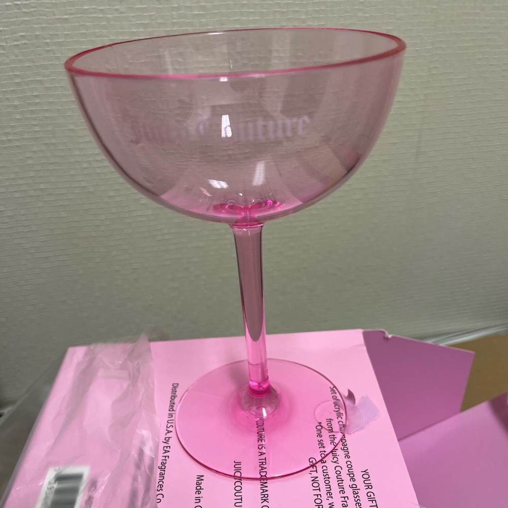 Juicy Couture Pink acrylic champagne glasses